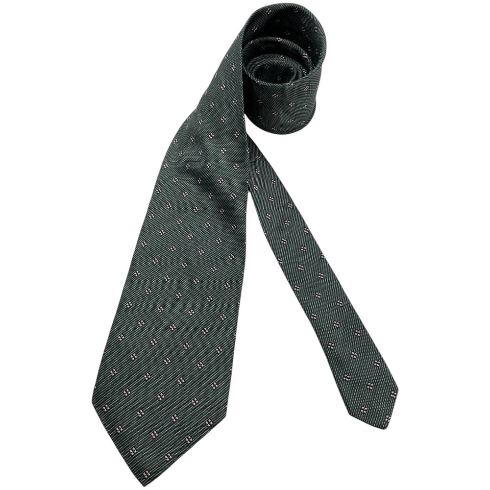 LONGCHAMP XL Green Geometric Silk LUXURY Tie ITALY